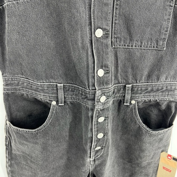 Levi’s Sz Large Sleeveless Black Denim Jumpsuit - Picture 12 of 14